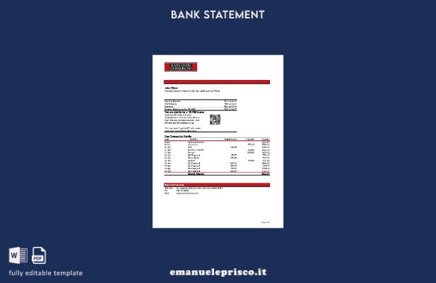 Modello Excel di estratto conto del Banco de Comercio del Perù in stile verifica